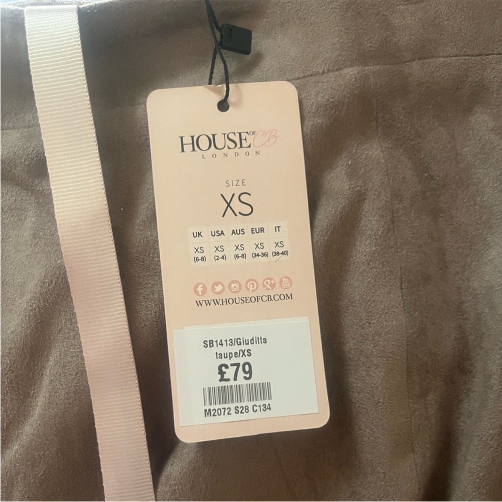 House Of CB Guiditta Taupe Suedette Skirt in Taupe - Picture 9 of 10